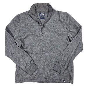 The North Face Gray Wool Blend 1/4 Zip Mock Neck Sweater Men's Size L VTG‎
